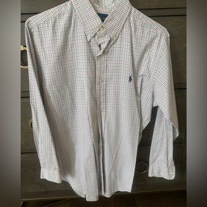 Polo Ralph Lauren blue orange check classic fit polo button down
